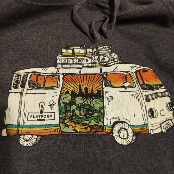 Charcoal Graphic Hoodie with Van Design - Picture 2 of 4